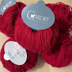 Cardiff Cashmere Red Yarn bundle of 5 skeins Red color RARE